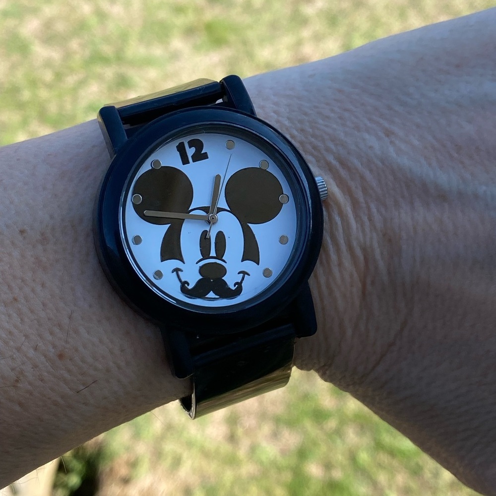 Disney Mickey Mouse with mustache Watch black